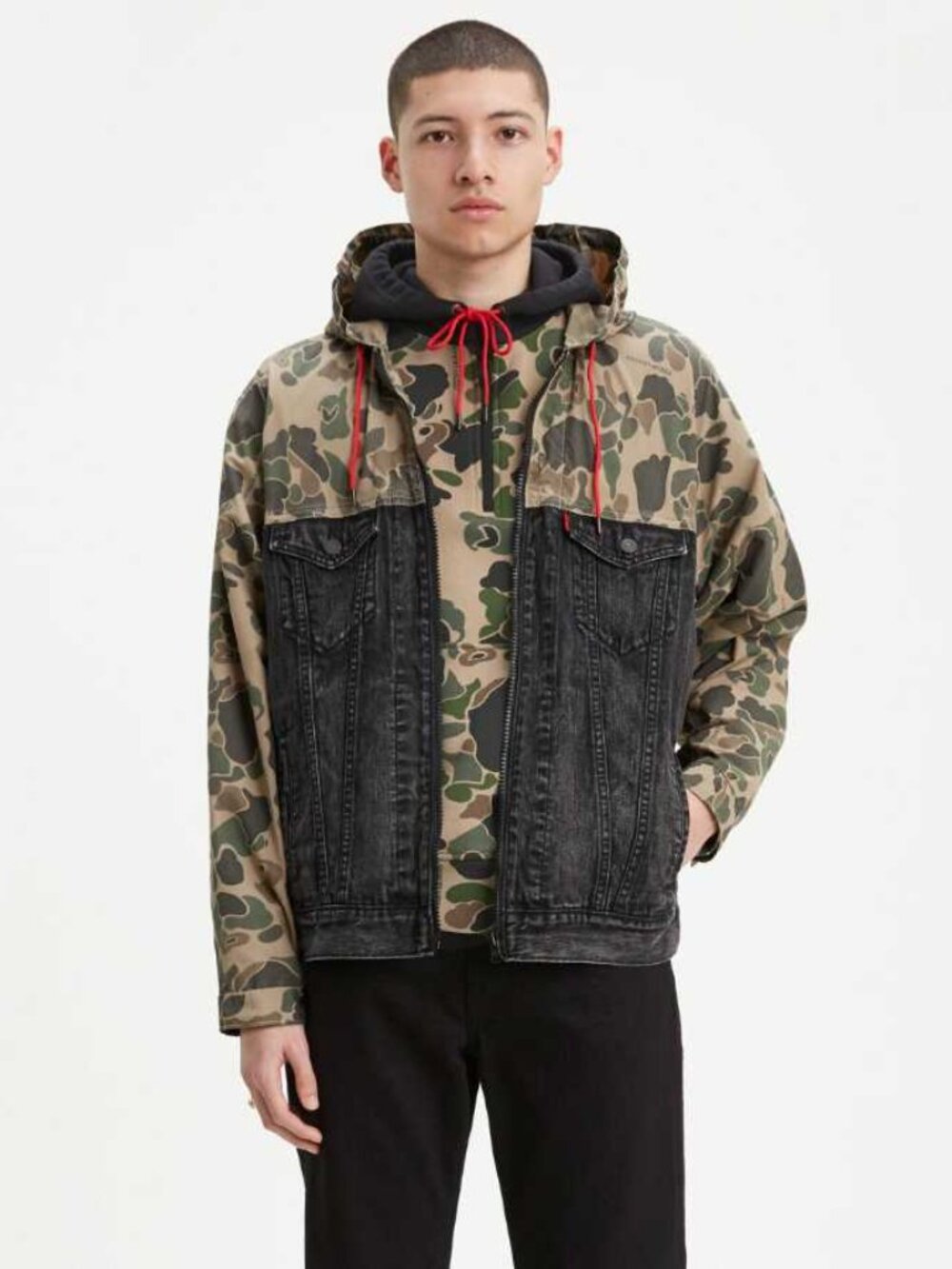 New XL Levi's x Justin Timberlake Fresh Leaves hybrid camo hooded trucker jacket